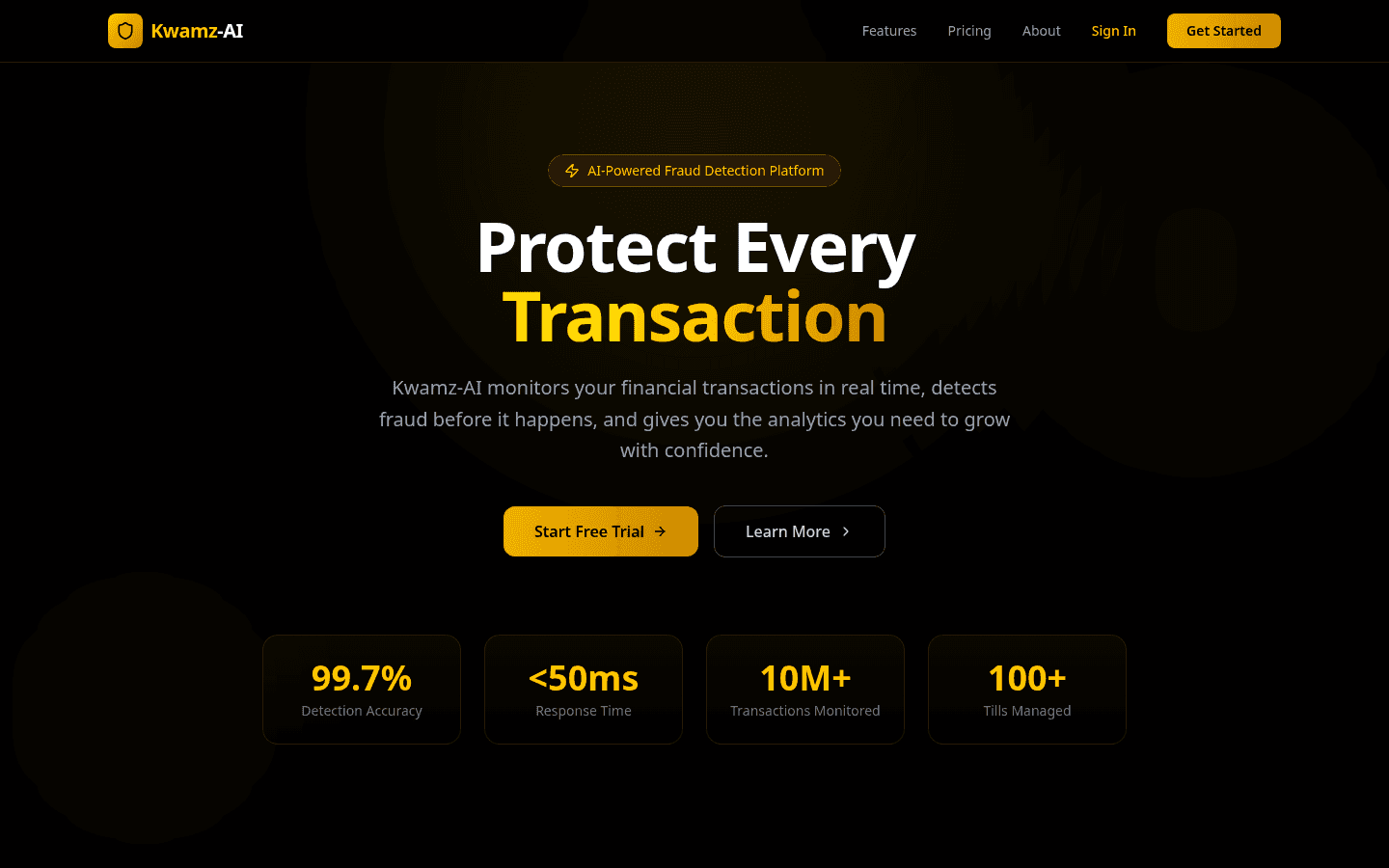 Screenshot of the Kwamz AI website